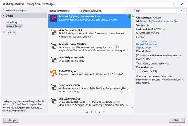 Microsoft JQuery Unobtrusive Ajax